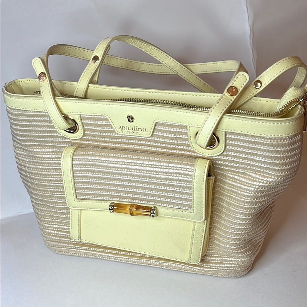 Spartina 449 Yellow Striped Tote Bag
